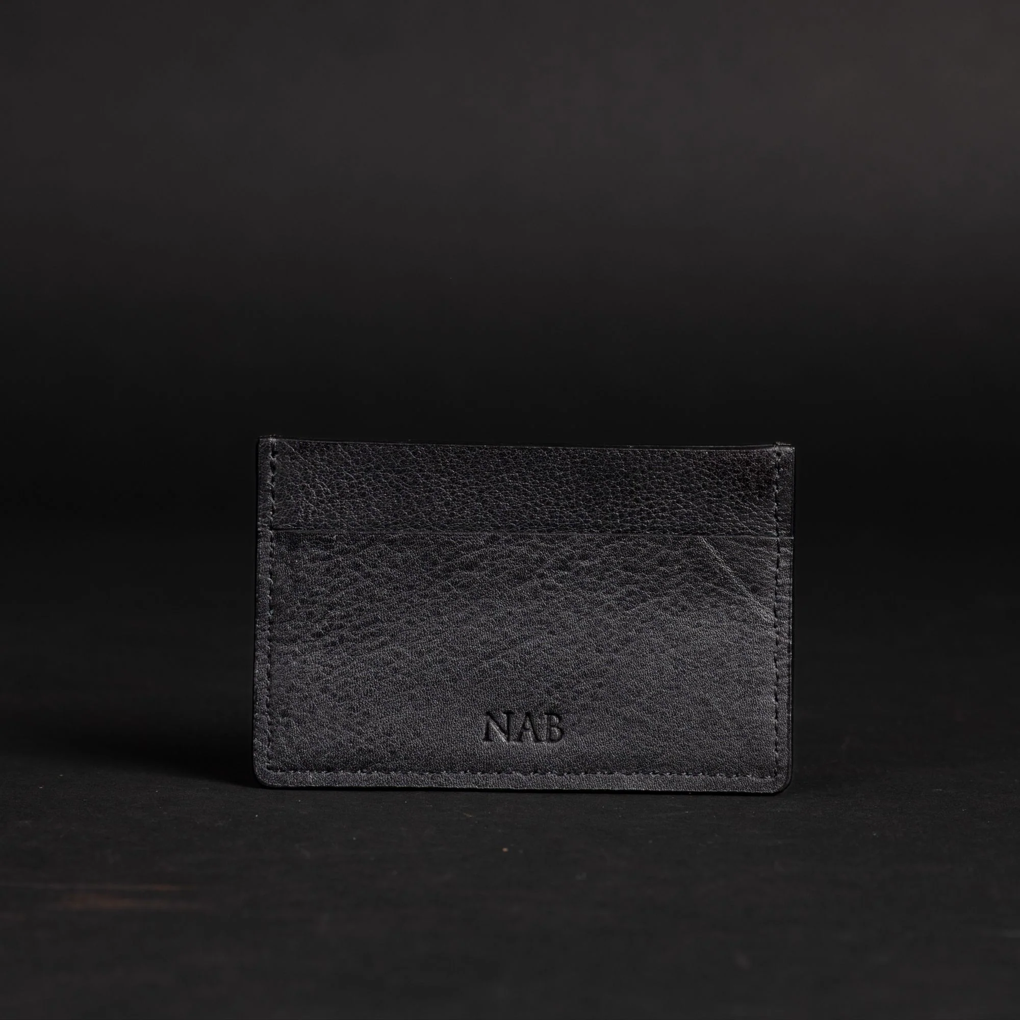 The Maverick Cardholder - Black American Pebble Grain Bison Leather Cardholder