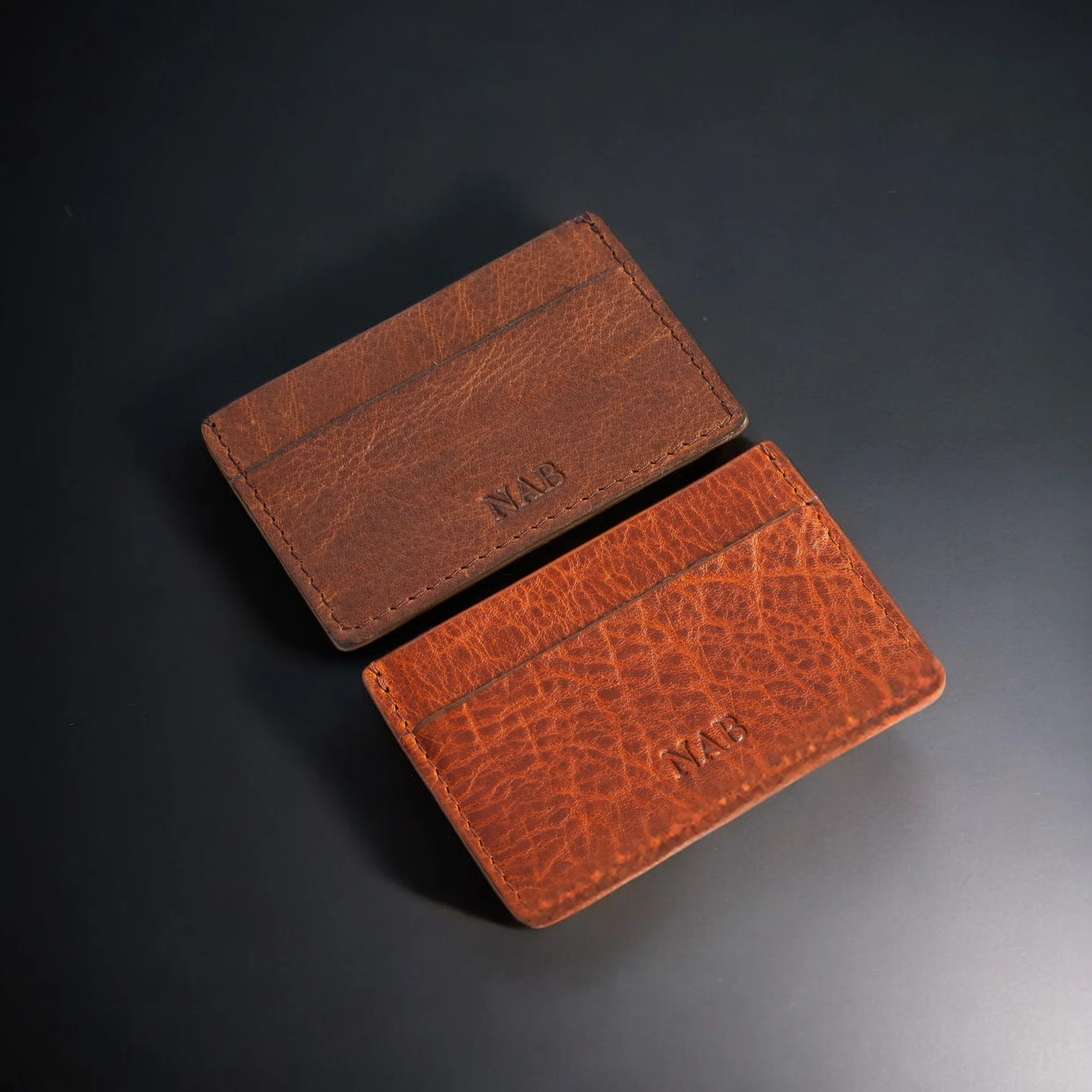 The Maverick Cardholder - Black American Pebble Grain Bison Leather Cardholder - Image 3
