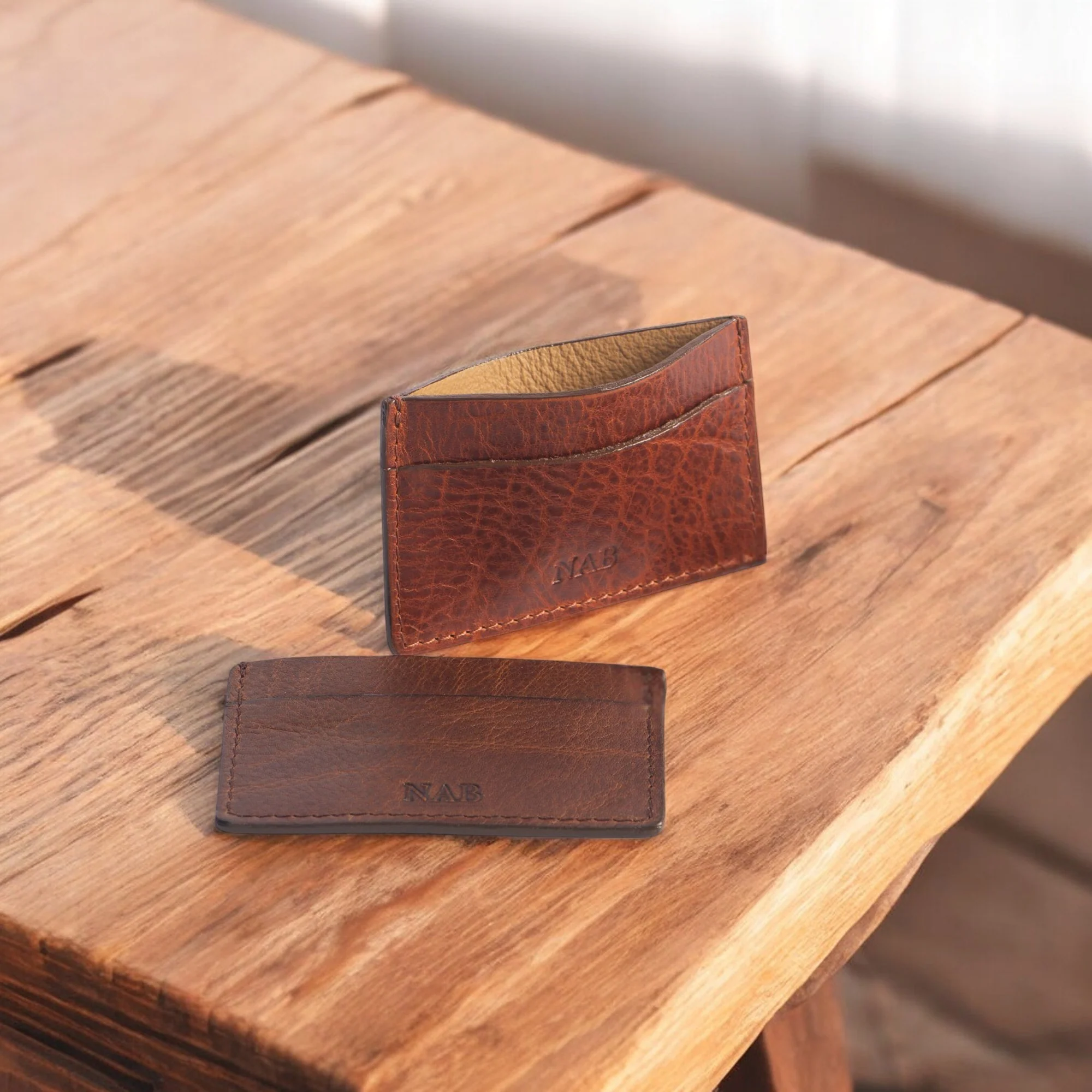 The Maverick Cardholder - Black American Pebble Grain Bison Leather Cardholder - Image 4
