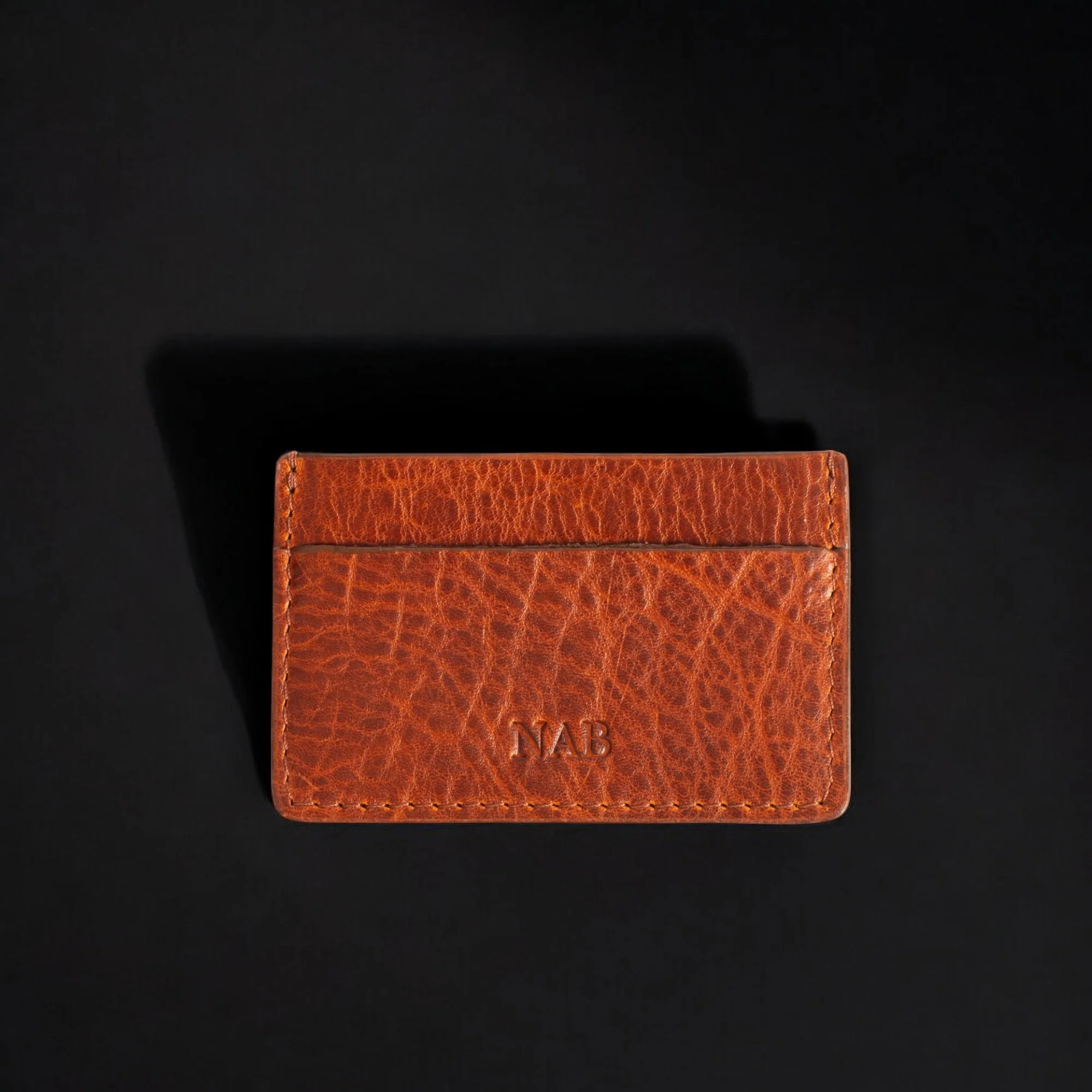 The Maverick Cardholder - Black American Pebble Grain Bison Leather Cardholder - Image 5
