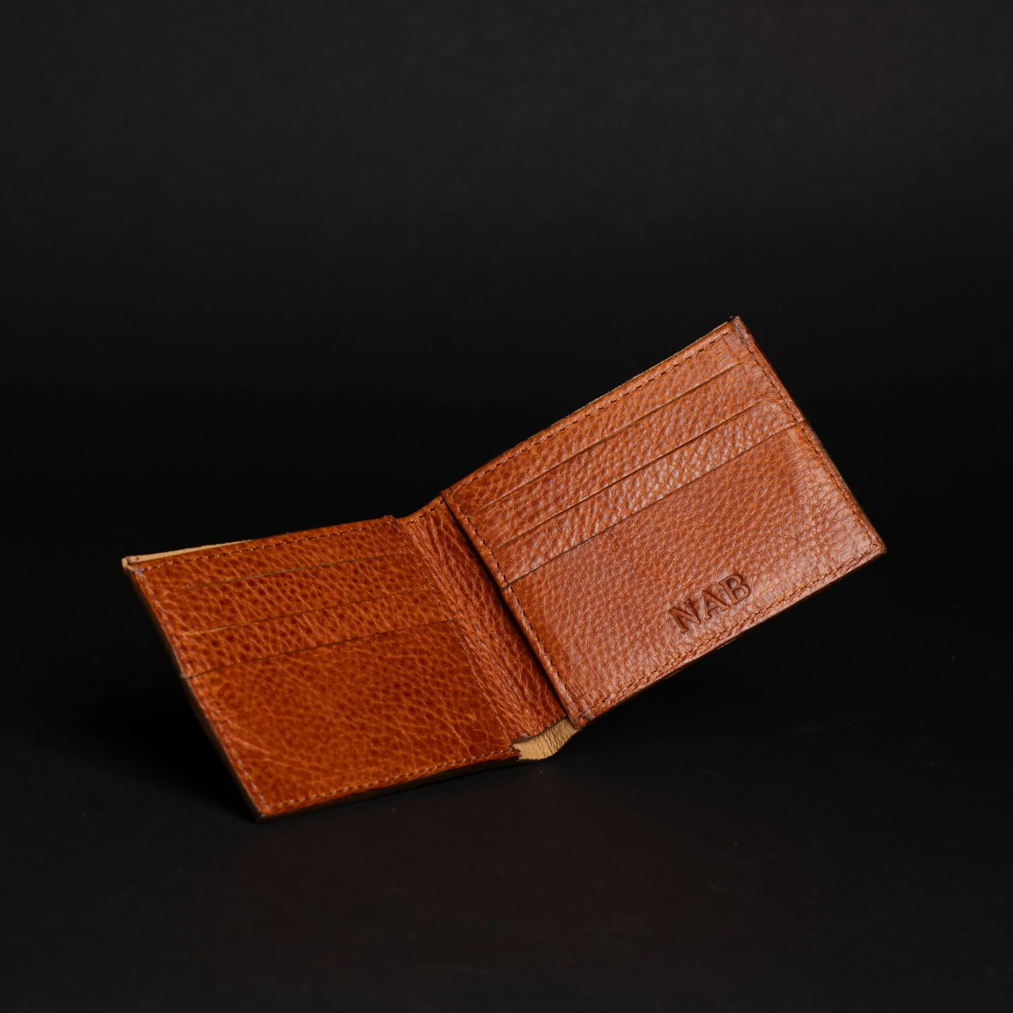The Maverick Wallet - Cognac American Pebble Grain Bison Leather Wallet - Image 3