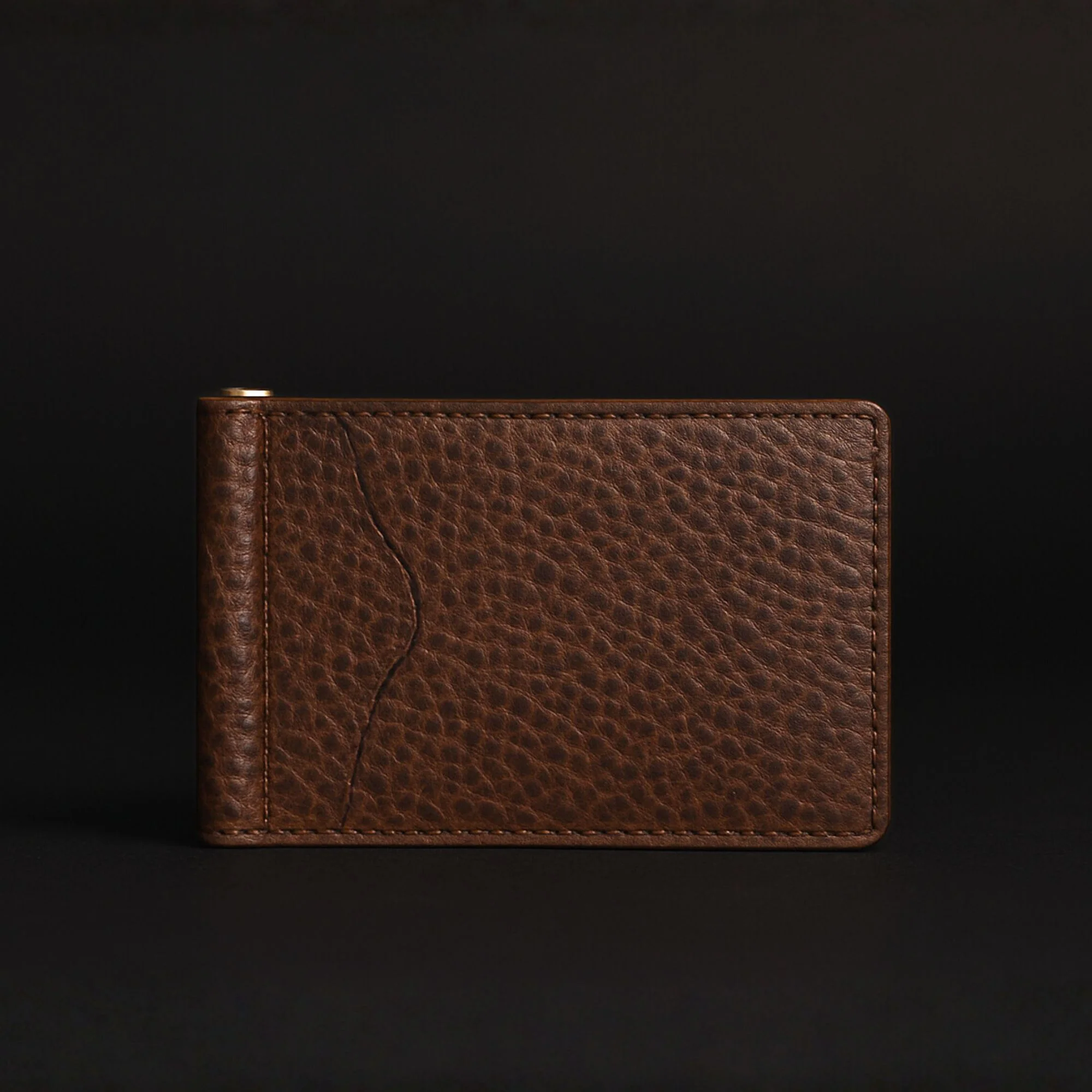 The Maverick Card Holder -Limited Edition Cognac Speckled Bison Leather Slim Money Clip Wallet - Image 2