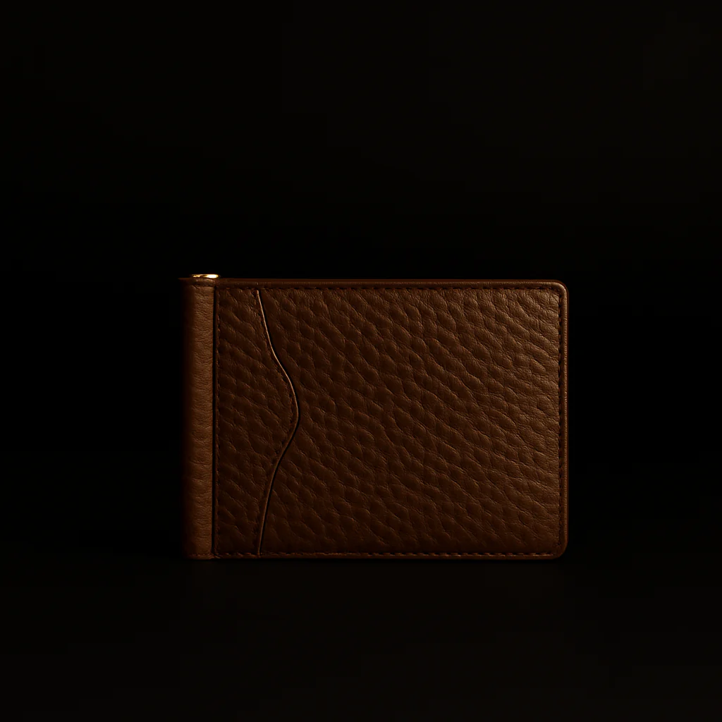 The Maverick Card Holder - Slim Bison Leather Money Clip Wallet