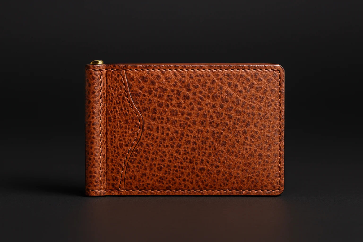 The Maverick Card Holder - Slim Bison Leather Money Clip Wallet - Image 4