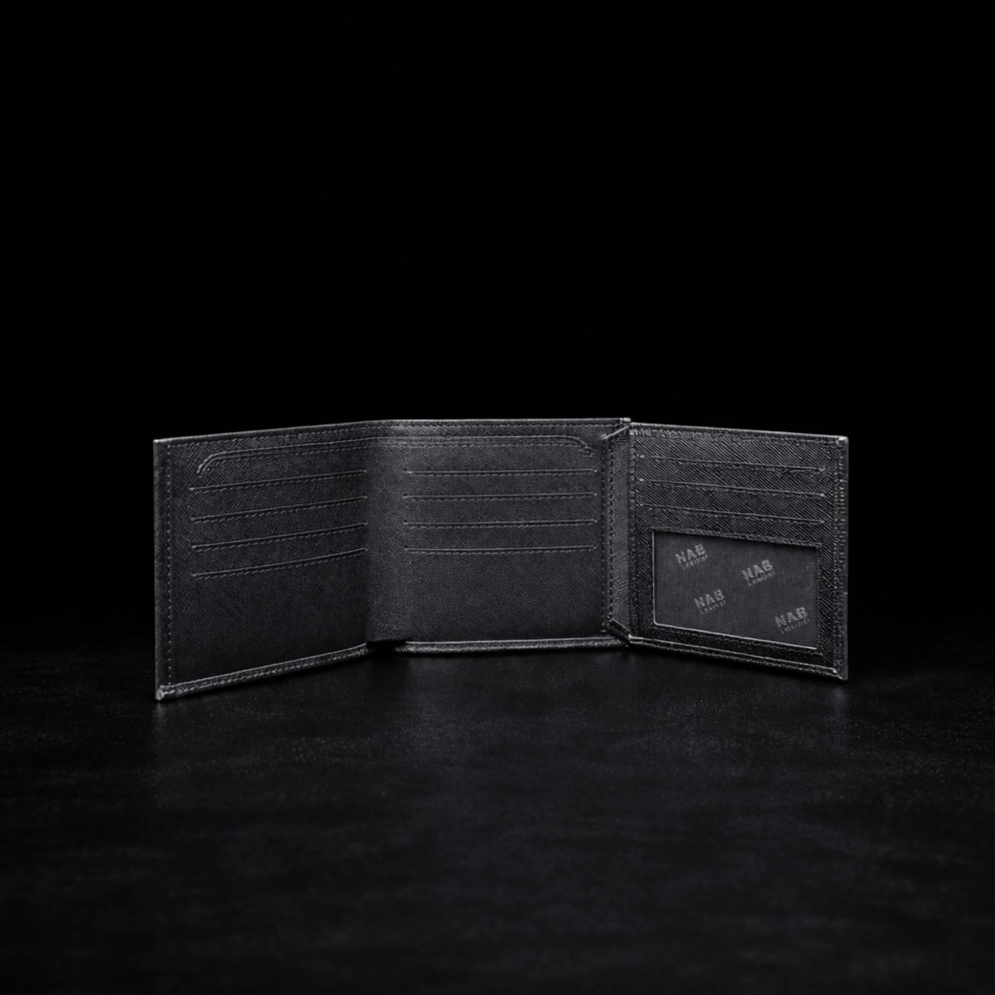 The Nocturne Wallet - Black Saffiano Leather Multi Card Slot Wallet - Image 3