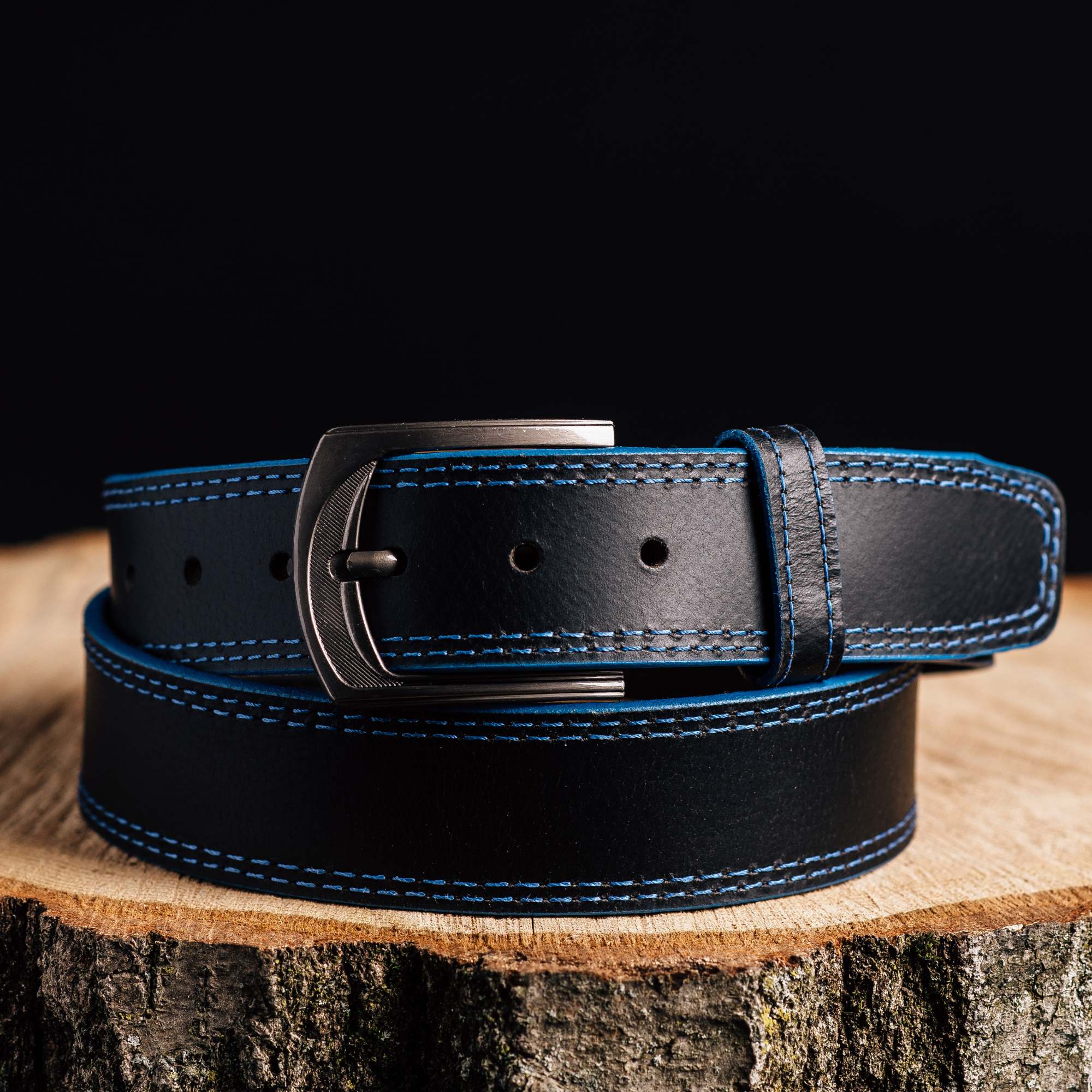 The Pegasus Belt - Black Full Grain Leather Belt with White Stitches - Image 6