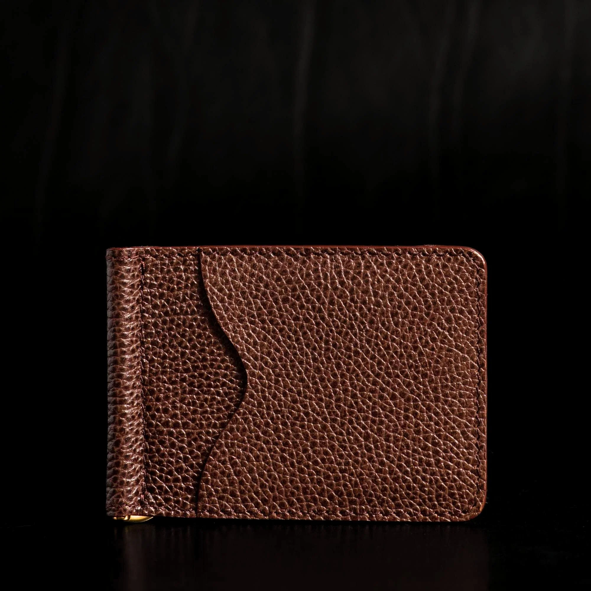 The Pinnacle Wallet - Cognac Slim Money Clip Pebble Grain Leather Wallet - Image 7