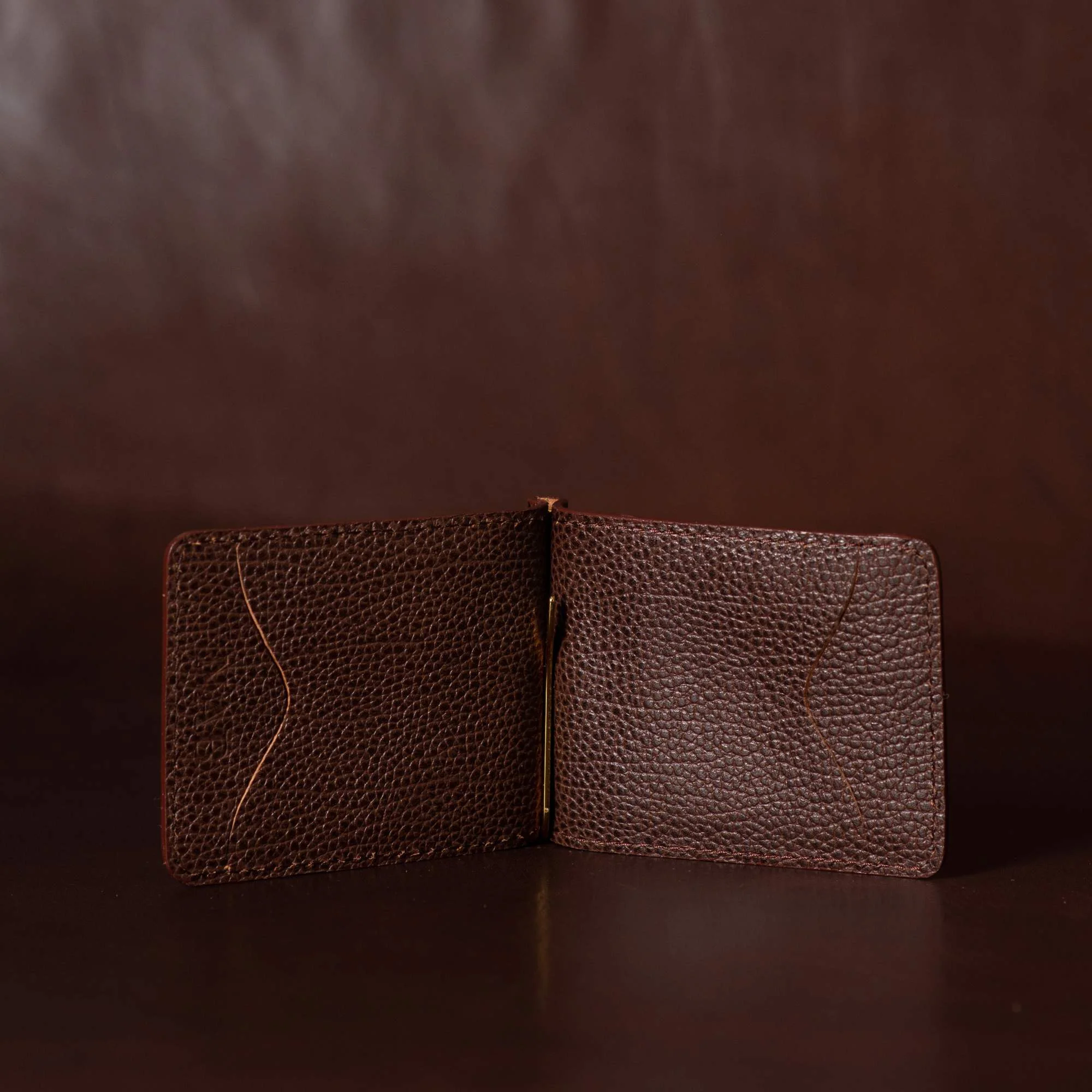 The Pinnacle Wallet - Cognac Slim Money Clip Pebble Grain Leather Wallet - Image 8