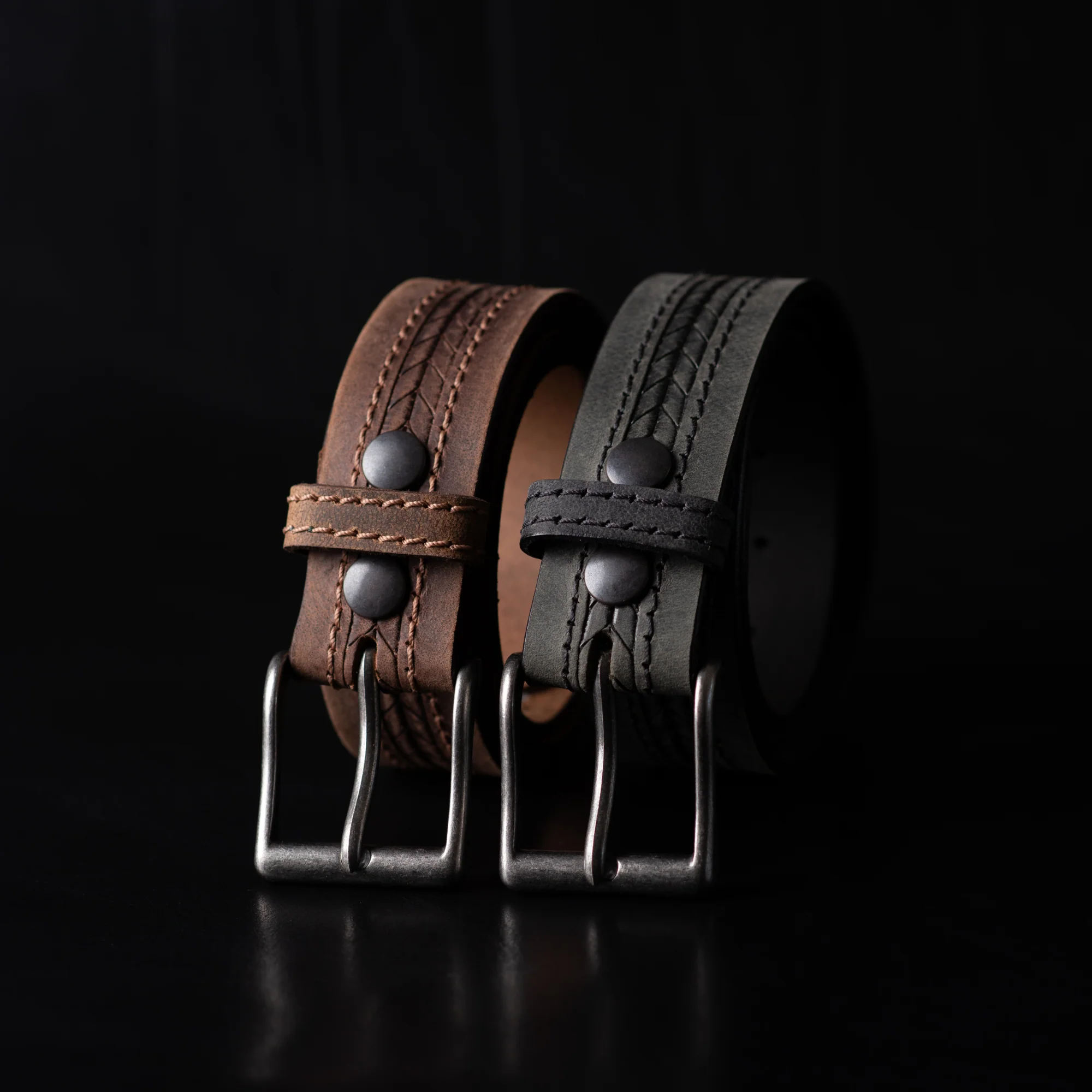 Brown Arrow Patterned 100% Real Distressed Leather Belt - Image 4