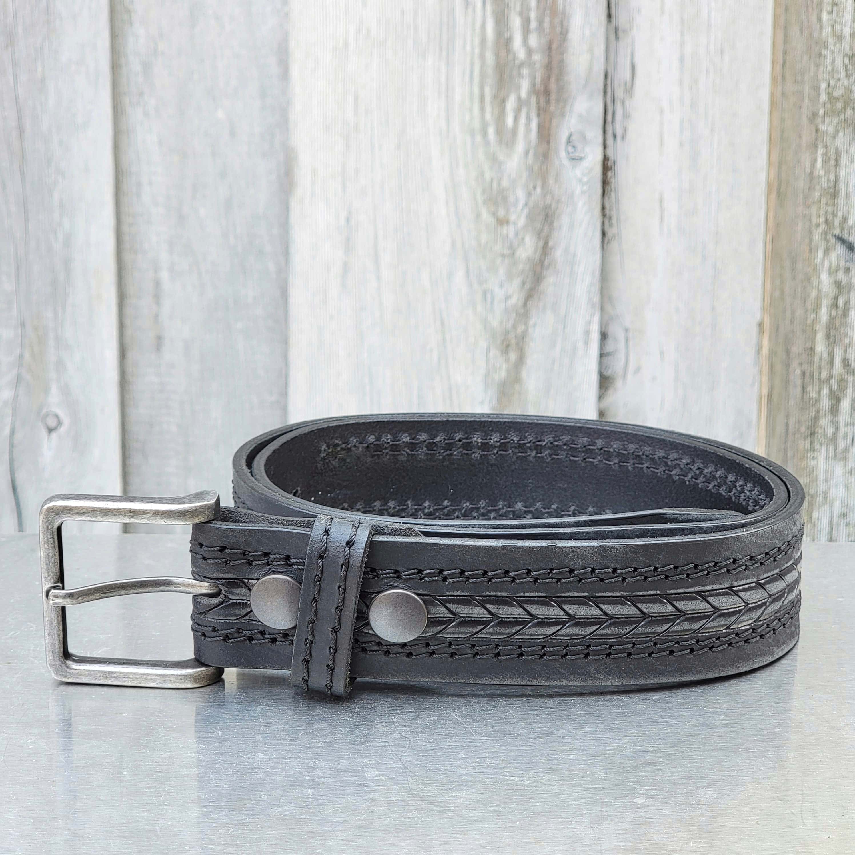 The Purpose Belt - Black Custom Engraved Arrow Patterned 100% Real Leather Belt - Image 10