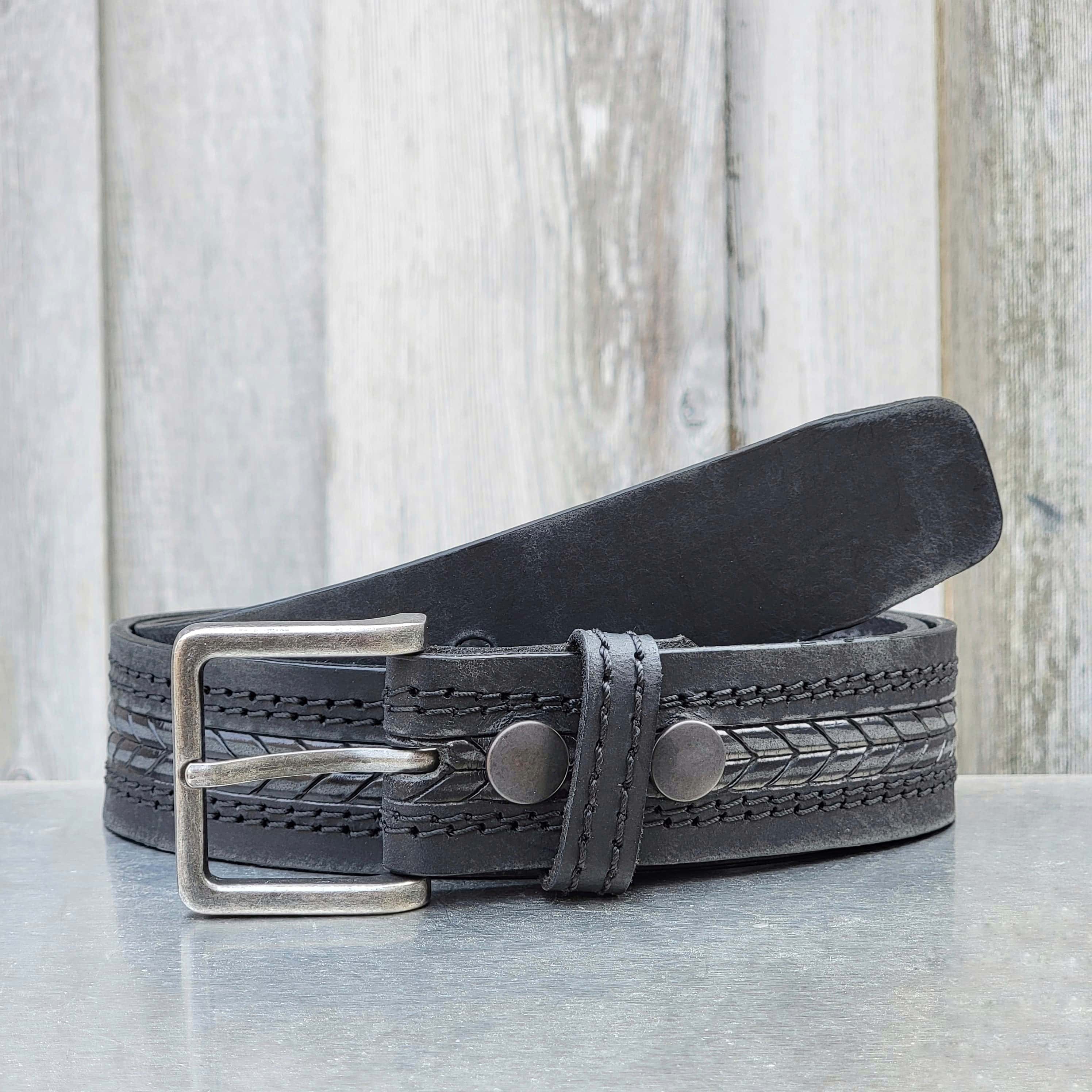 The Purpose Belt - Black Custom Engraved Arrow Patterned 100% Real Leather Belt - Image 3