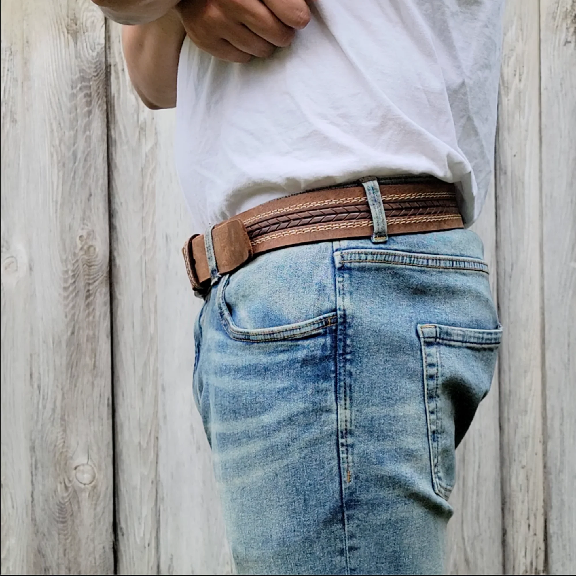 The Purpose Belt - Black Custom Engraved Arrow Patterned 100% Real Leather Belt - Image 9