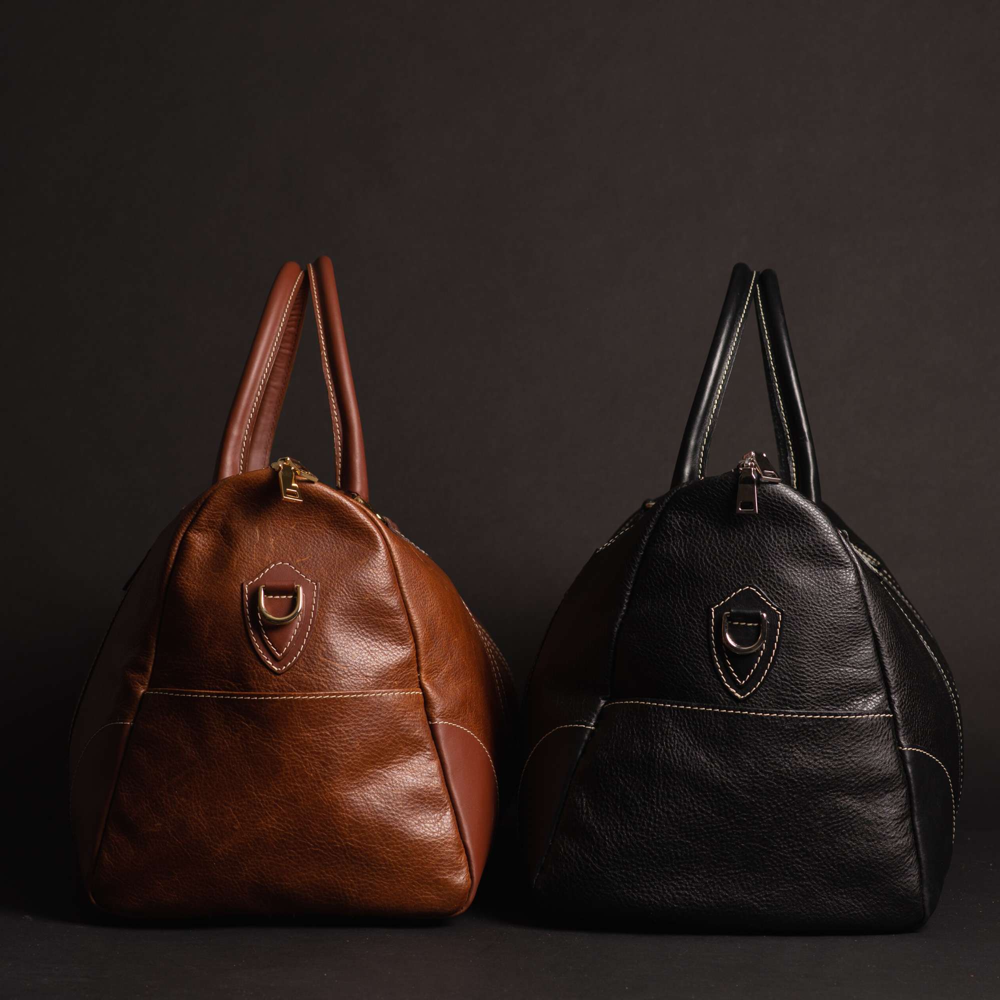 The Shield Duffle- Black Full-Grain Leather Duffle Bag Made in Canada - Image 6