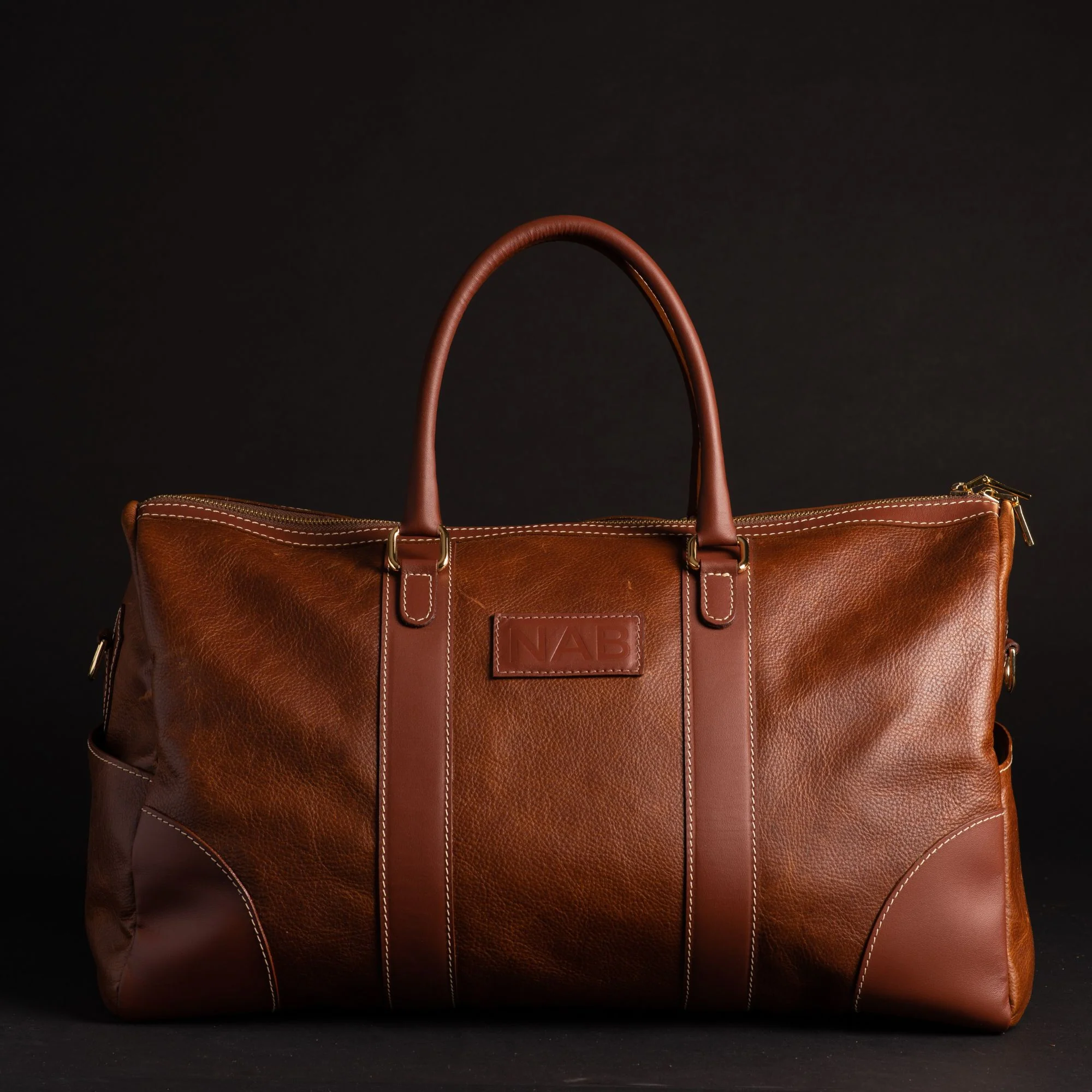 The Shield Duffle- Black Full-Grain Leather Duffle Bag Made in Canada - Image 7