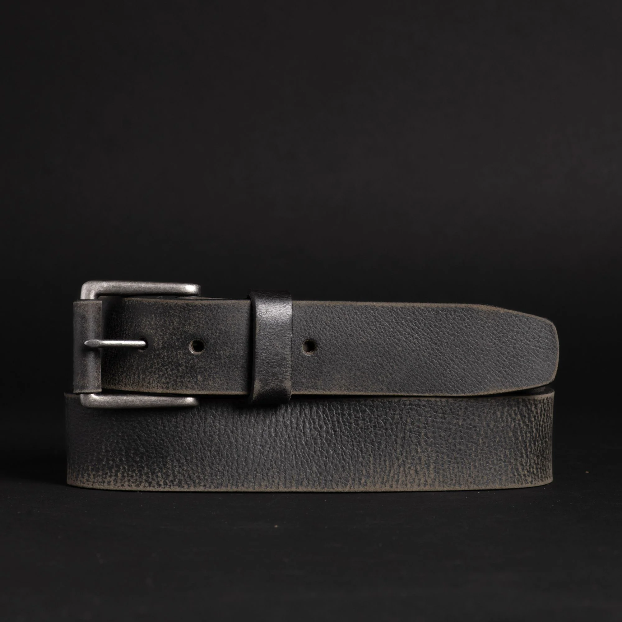The Spartan Belt - Black Leather Belt With Leather Wrapped Buckle - Image 3