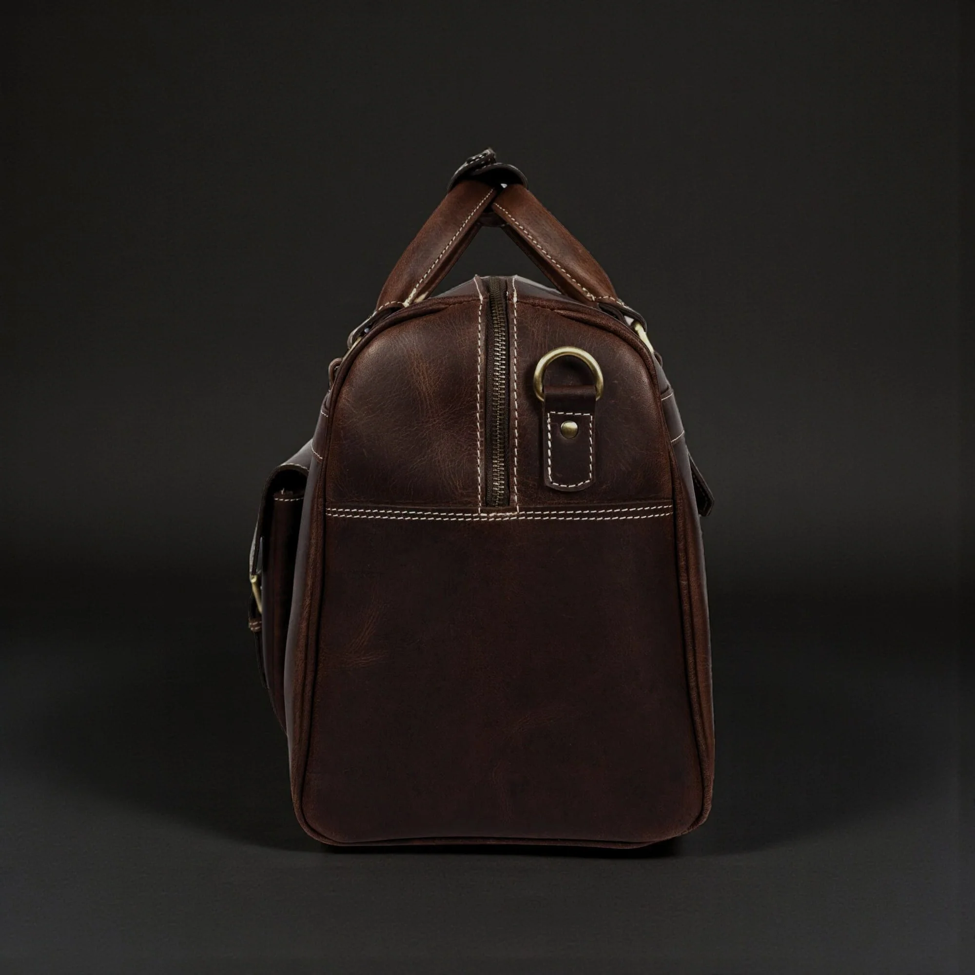 The Voyager Duffle - Brown Full-Grain Distressed Leather Duffle Bag - Image 9