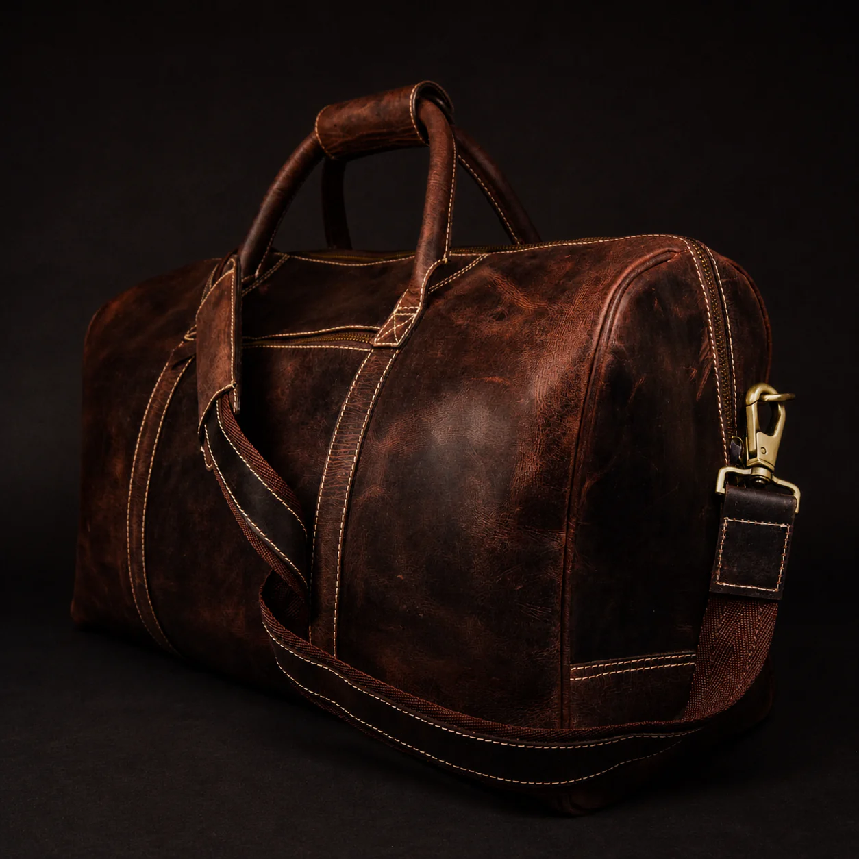 The Wayfarer Bag - Brown Classic Full-Grain Leather Duffle Bag - Image 9