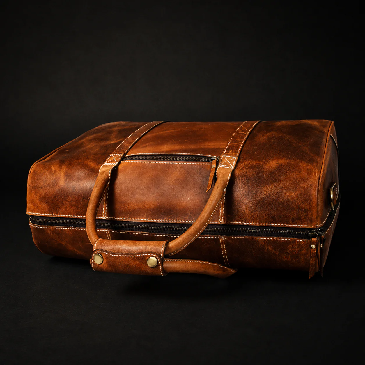 The Wayfarer Bag - Cognac Classic Full-Grain Leather Duffle Bag - Image 10