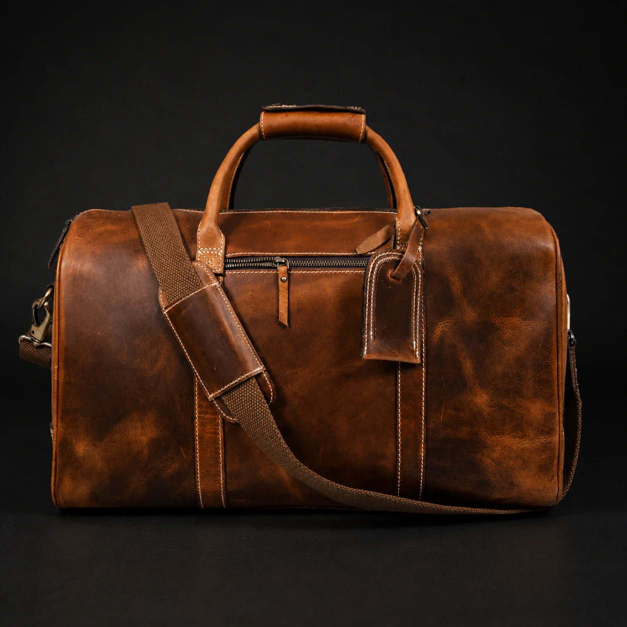 The Wayfarer Bag - Cognac Classic Full-Grain Leather Duffle Bag - Image 3
