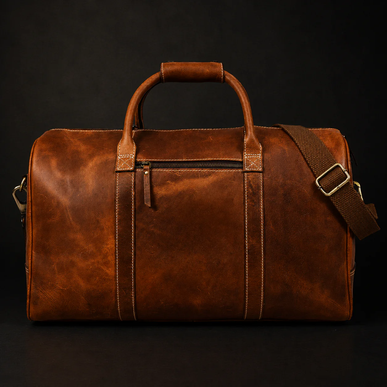 The Wayfarer Bag - Cognac Classic Full-Grain Leather Duffle Bag - Image 5