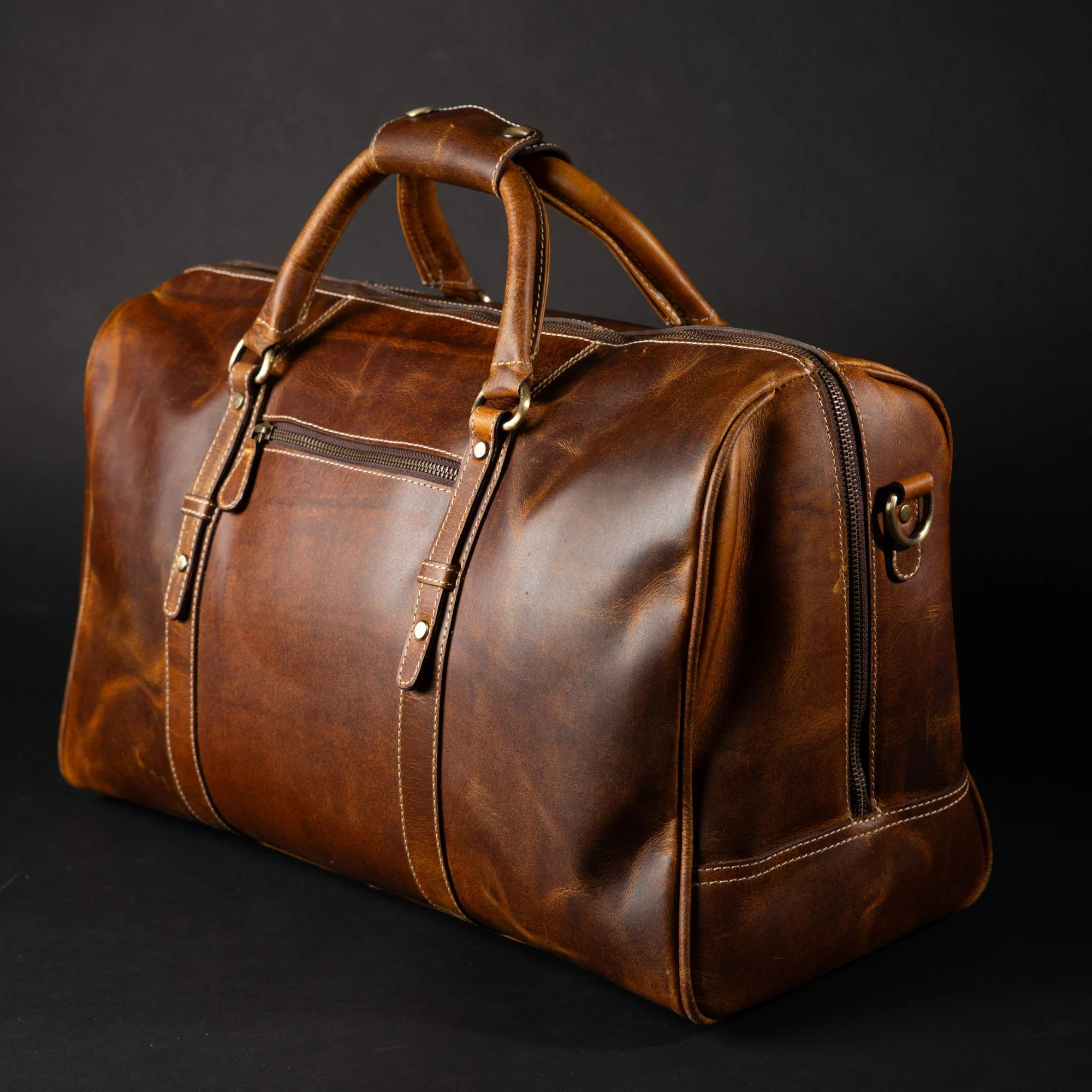 The Wayfarer Bag - Cognac Classic Full-Grain Leather Duffle Bag - Image 7