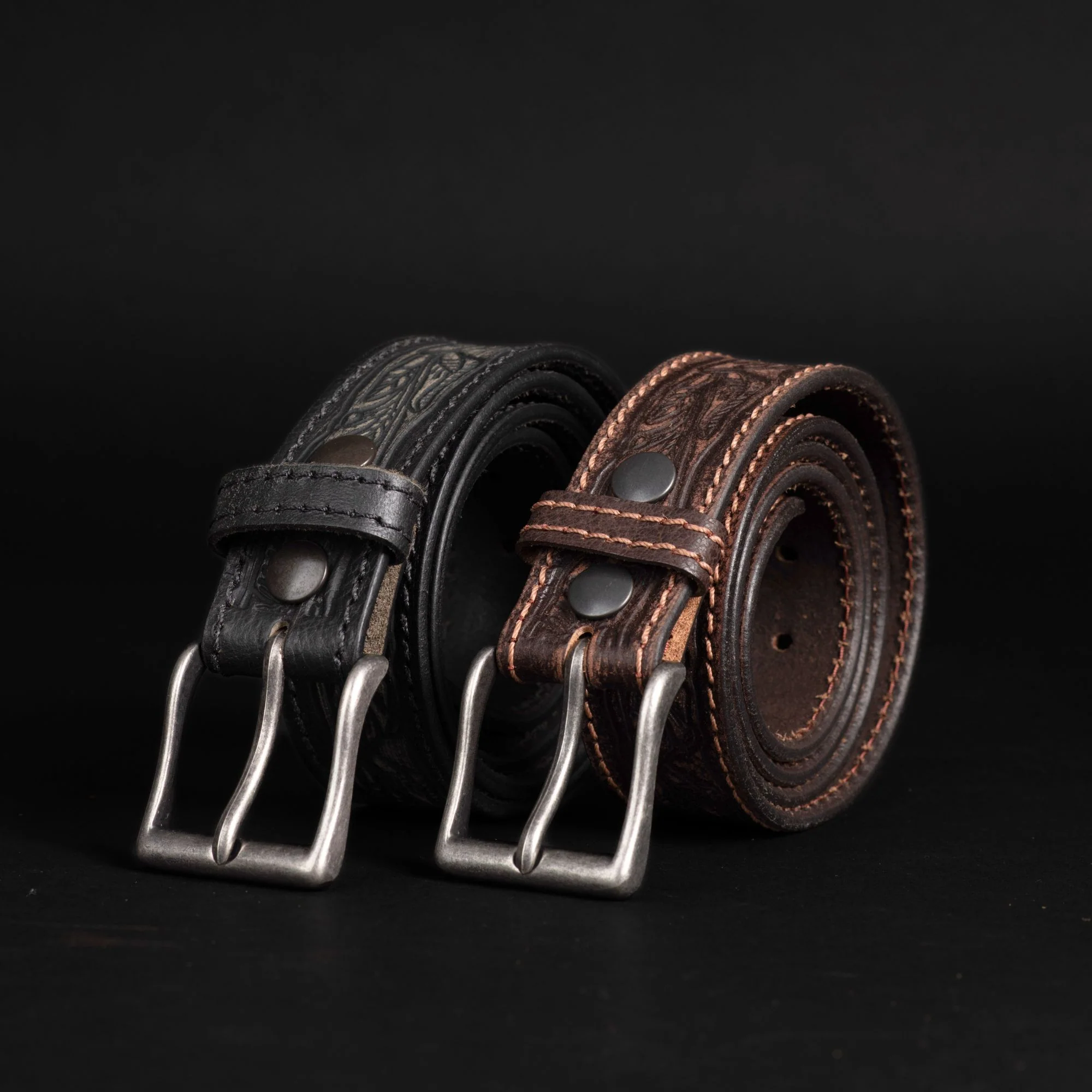 The Wayfarer Belt - Brown Classic Western Embossed 100% Full Grain Leather Belt - Image 5