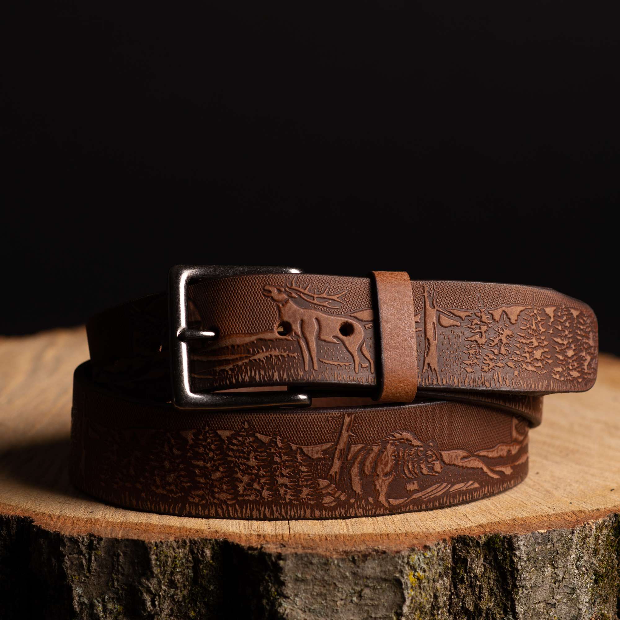 The Wildlife Belt - Black Embossed Full Grain Leather Belt Made in Canada - Image 6