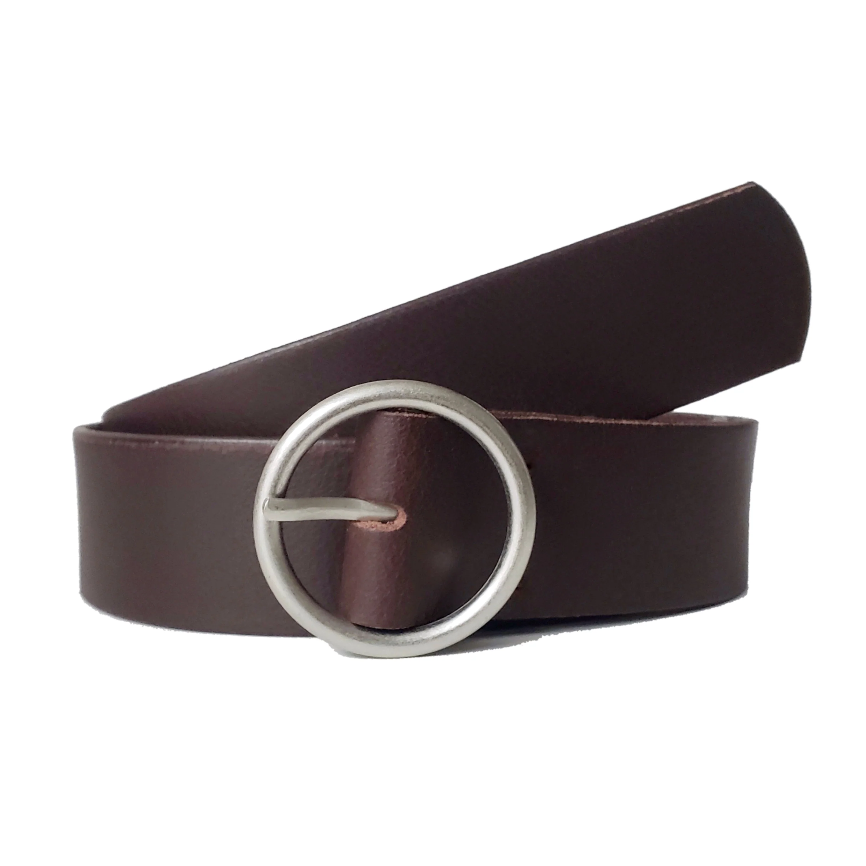 Sempre - Cognac Vachetta Leather Waist Belt with Circular Buckle - Made in Canada - Image 3