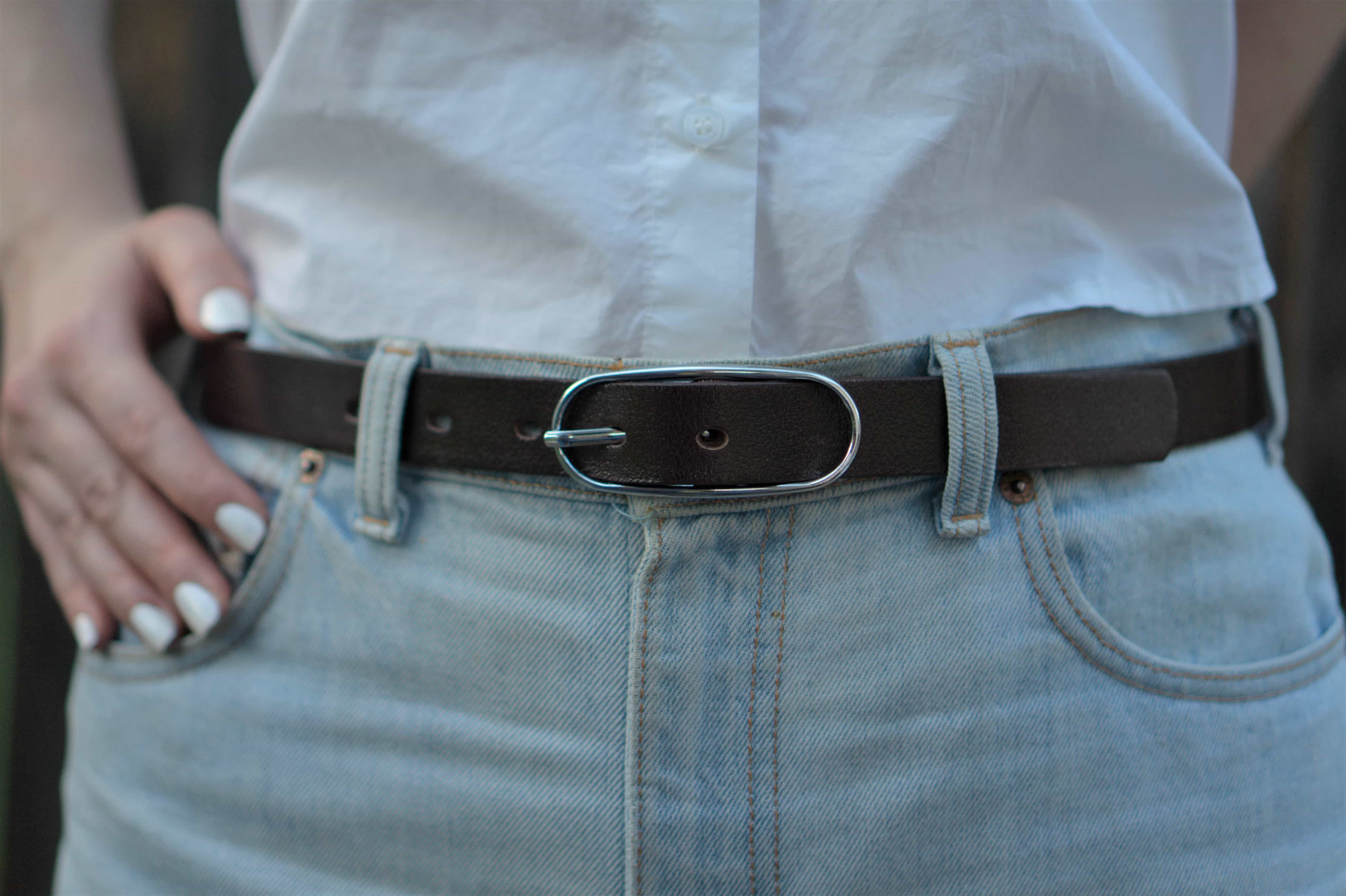 Aika - Brown Leather Waist Belt with Oval Buckle - Made in Canada - Image 4